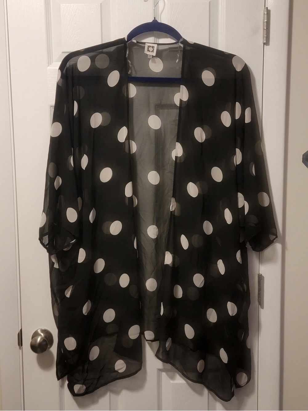 Anne Klein Black Sheer Polka Dot  Wrap